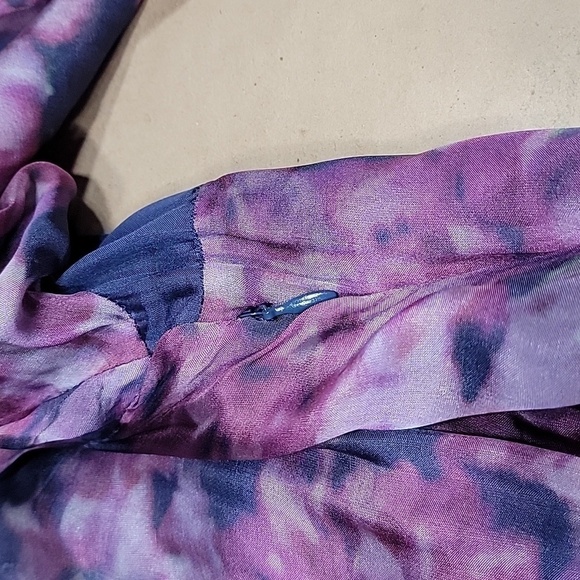 Luxe by Seraphine Size 6 Navy Blue & Pink Floral Silk Maternity Gown - Picture 12 of 16